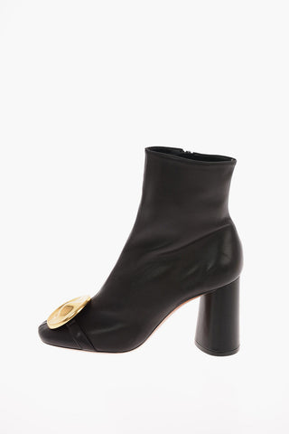 Soft Leather ELLIPTIC Ankle Boots with Jewel Application  9 Cm