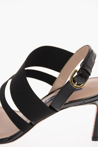 Sandali Ankle-Strap ADRIENNE in Vernice e Tessuto 8.5 Cm