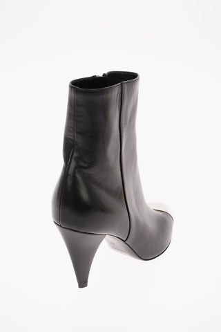 Soft Leather Ankle Boots with Metallic Toe 8.5 Cm 