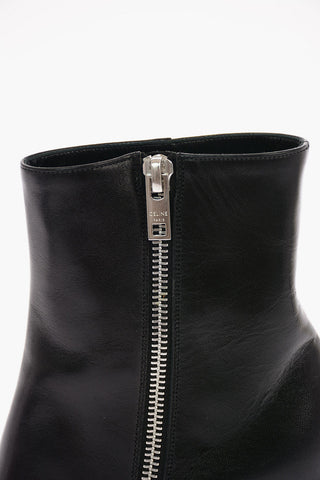 Soft Leather Ankle Boots with Metallic Toe 8.5 Cm 