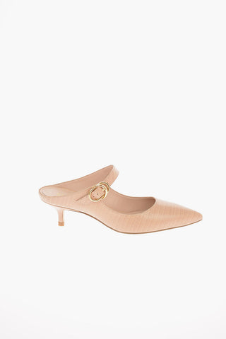 Croco Printed Leather ELISABETTA  Mules with Kitten Heel 5 Cm