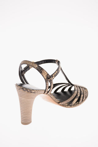Sandali in Pelle di Pitone con Cinturino 10 Cm