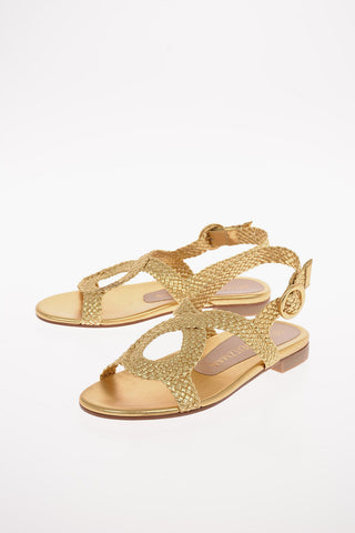 Braided Metallic Leather TEODORA Sandals 1.5 cm