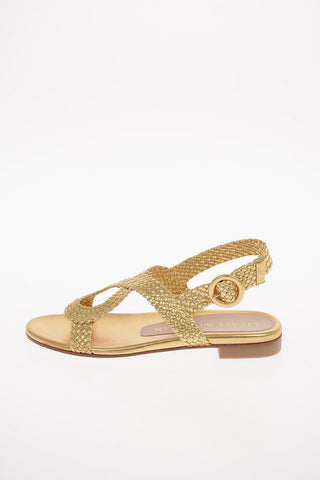Braided Metallic Leather TEODORA Sandals 1.5 cm