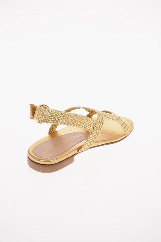Braided Metallic Leather TEODORA Sandals 1.5 cm