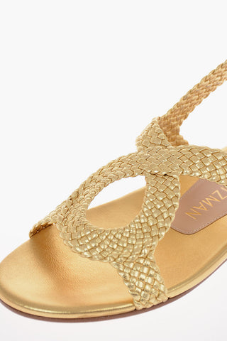 Braided Metallic Leather TEODORA Sandals 1.5 cm