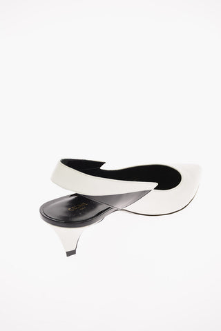 Soft Leather Slingback Pumps with Patent Leather Detail and Kitten Heel 5 Cm