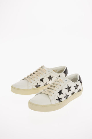 Leather STAR Low Sneakers with Glittery Details