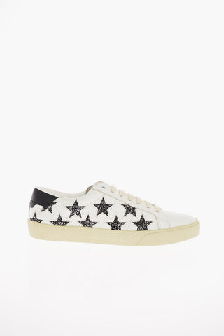 Leather STAR Low Sneakers with Glittery Details