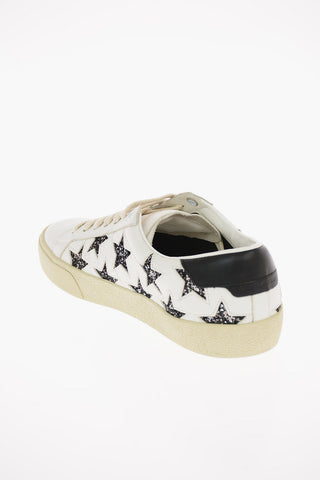 Leather STAR Low Sneakers with Glittery Details