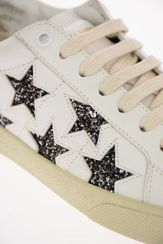 Leather STAR Low Sneakers with Glittery Details