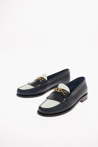 Leather Kiltie Loafers with Contrasting Detail
