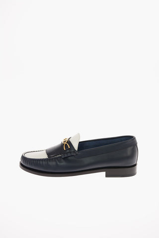 Leather Kiltie Loafers with Contrasting Detail