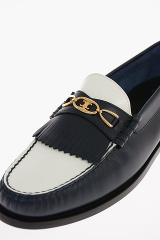 Leather Kiltie Loafers with Contrasting Detail