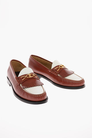 Leather Kiltie Loafers with Contrasting Detail