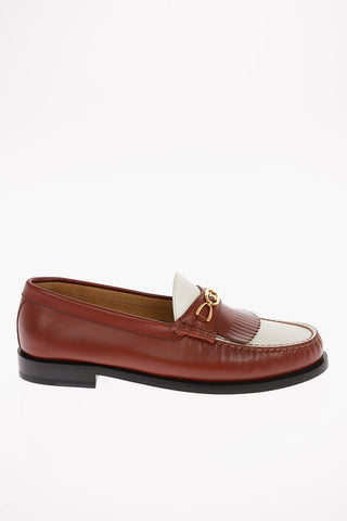 Leather Kiltie Loafers with Contrasting Detail