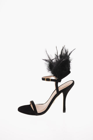 Suede RIKI Sandal with Feathers Applied 12 Cm