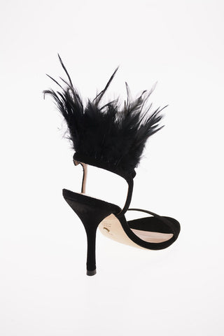 Suede RIKI Sandal with Feathers Applied 12 Cm