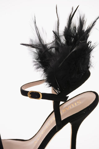 Suede RIKI Sandal with Feathers Applied 12 Cm