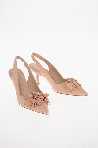 Suede ROSELLA 75 Slingbacks with Floral Application 8 Cm