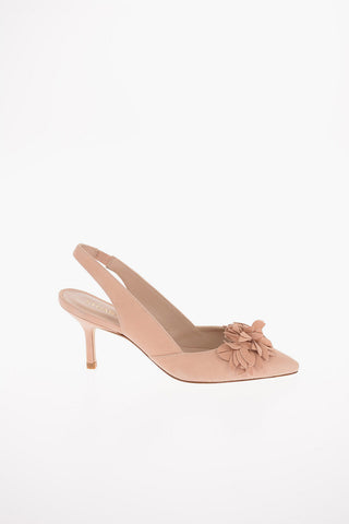 Suede ROSELLA 75 Slingbacks with Floral Application 8 Cm