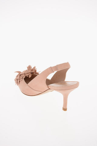 Suede ROSELLA 75 Slingbacks with Floral Application 8 Cm