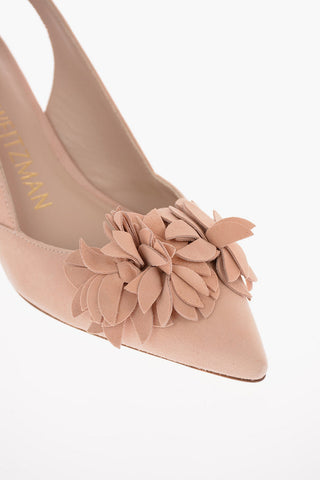 Suede ROSELLA 75 Slingbacks with Floral Application 8 Cm