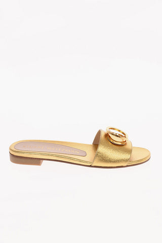 Slippers CAICOS in Nappa Lamè con Applicazione Gioiello 1.5 cm