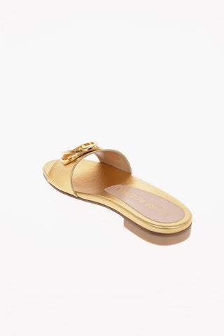 Slippers CAICOS in Nappa Lamè con Applicazione Gioiello 1.5 cm