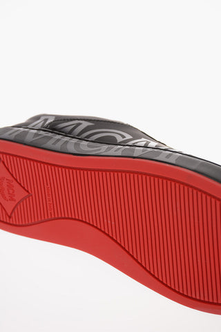 Leather Low Sneakers with Printed Logo