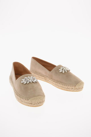 Suede Espadrilles with Jewel Application