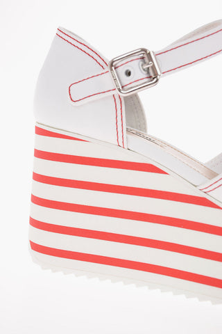 Canvas Platform Sandals with Striped Sole 9cm