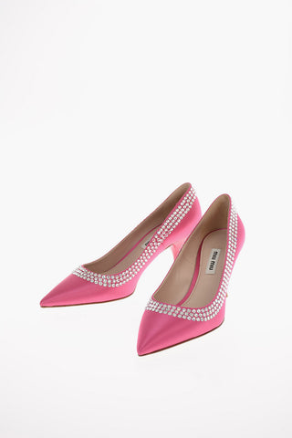 Satin Pumps with Jewel Applications 8cm