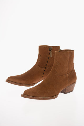 Suede LUCAS Texan Booties with Inner Zip Closure 4cm