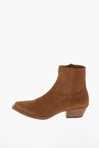 Suede LUCAS Texan Booties with Inner Zip Closure 4cm