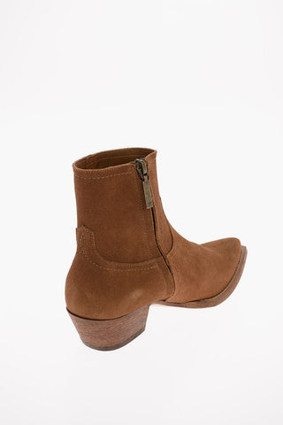 Suede LUCAS Texan Booties with Inner Zip Closure 4cm