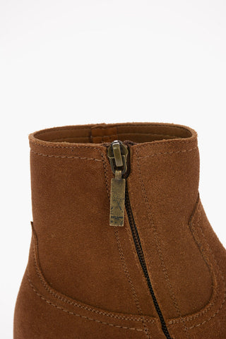 Suede LUCAS Texan Booties with Inner Zip Closure 4cm