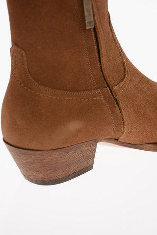 Suede LUCAS Texan Booties with Inner Zip Closure 4cm