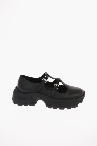Leather Ballet Flats with Track Sole