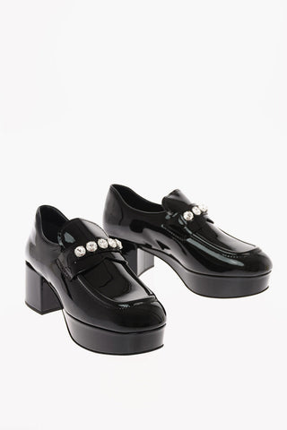 Laquered Leather Loafers with Heel 5cm