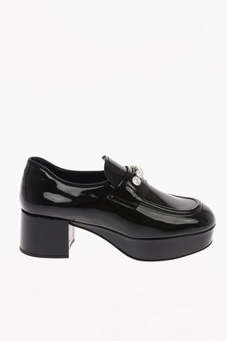 Laquered Leather Loafers with Heel 5cm