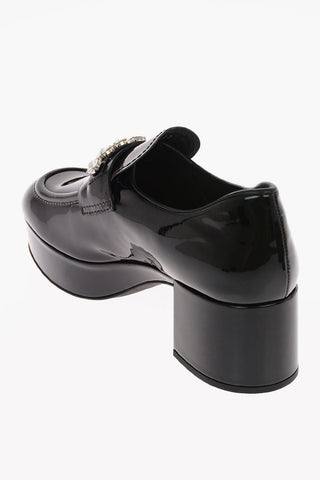 Laquered Leather Loafers with Heel 5cm