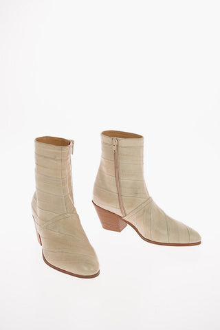 Leather Booties with Inner Zip Closure 7cm
