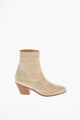Leather Booties with Inner Zip Closure 7cm
