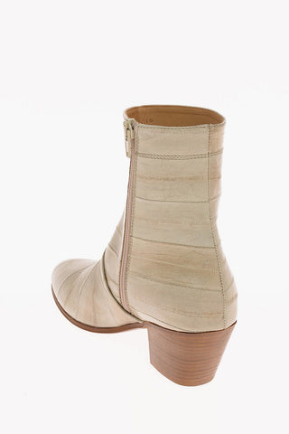 Leather Booties with Inner Zip Closure 7cm
