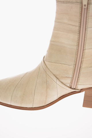 Leather Booties with Inner Zip Closure 7cm