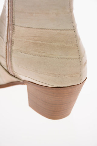 Leather Booties with Inner Zip Closure 7cm