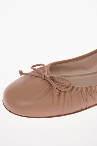 Leather Ballet Flats with Jewel Ankle Strap