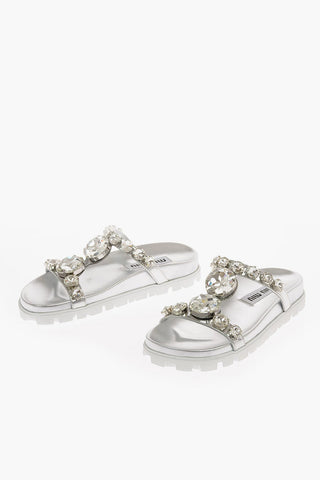Metallic Leather Jewel Slides