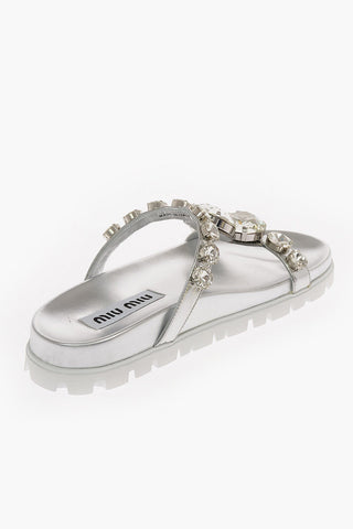 Metallic Leather Jewel Slides